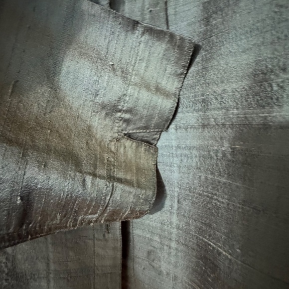 Anii By Natural Vintage - Turquoise Long-Sleeve Button Top - 100% Pure Silk - XL - Picture 2 of 9